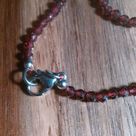 Mozambique Garnet Stainless Steel Beaded Necklace - Picture 8 of 10